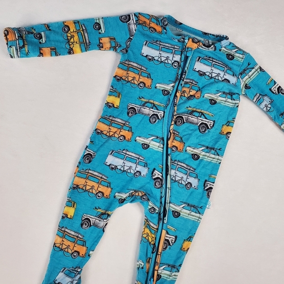 Posh Peanut Cars Bus Footed Sleeper Pajamas Footie Bamboo Newborn - Picture 2 of 12